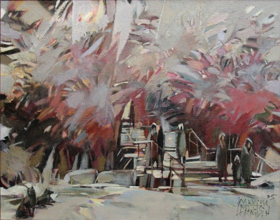 Январь.Фиолетовая лестница.  Х/м,  80х100,  2005