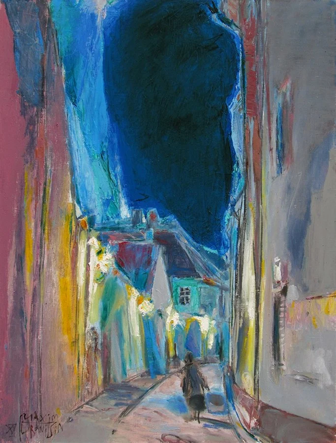 Переулок Пилес ночью. Х/м,  100х75,  2015.