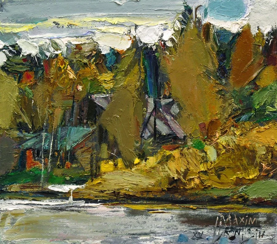 Нурмолица. Деревья на той стороне. 35х40,  х/м,  2014.