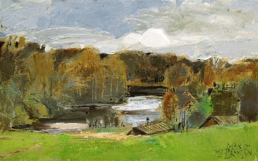 Бани в Большой Сельге. 50х80, х/м, 2014.