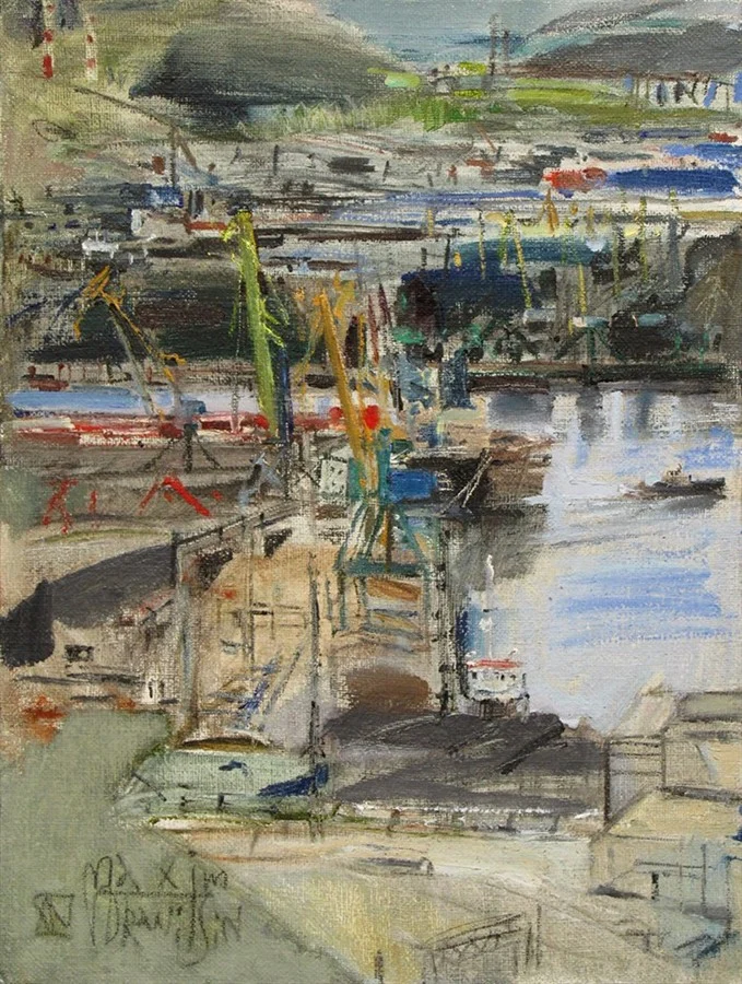Порт в августе. х/м,  80х60,  2014.