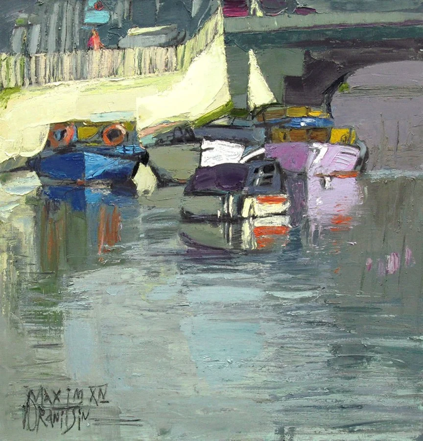 Лодки у Аничкова моста. Х/м, 84х80, 2014.
